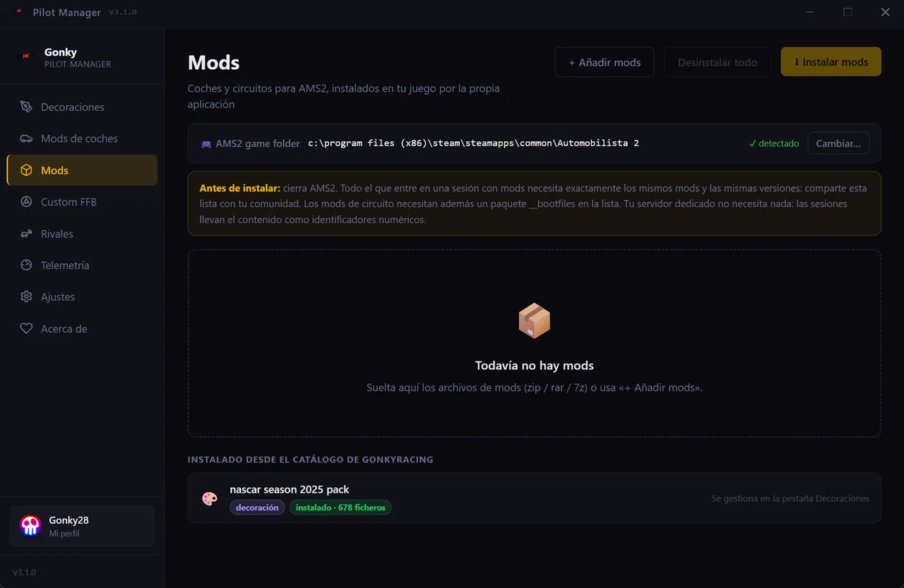Mods: os teus, sem descomprimir à mão